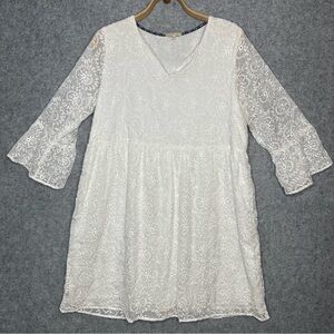 Kate & Sam White Lace Eyelet Lined Dress Sz: XL